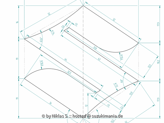 Suzuki Logo technische Zeichnung