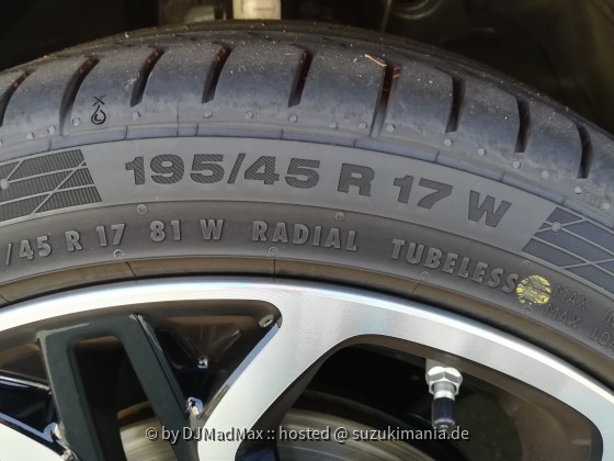 Werksbereifung - damit ich das nicht vergesse. Continental ContiSportContact 5 in 195/45 R17 81W