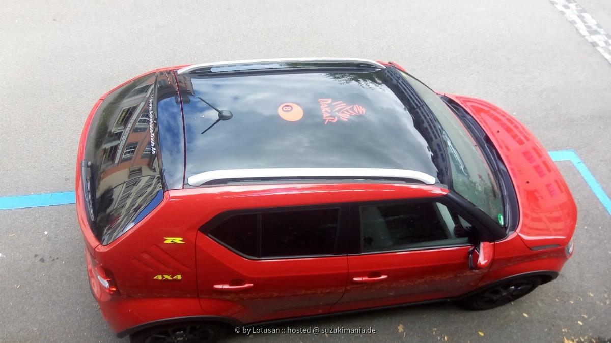 Lotusan - Aufkleber Dakar und Nr.8 als Dachtattoo in der Farbe Rot